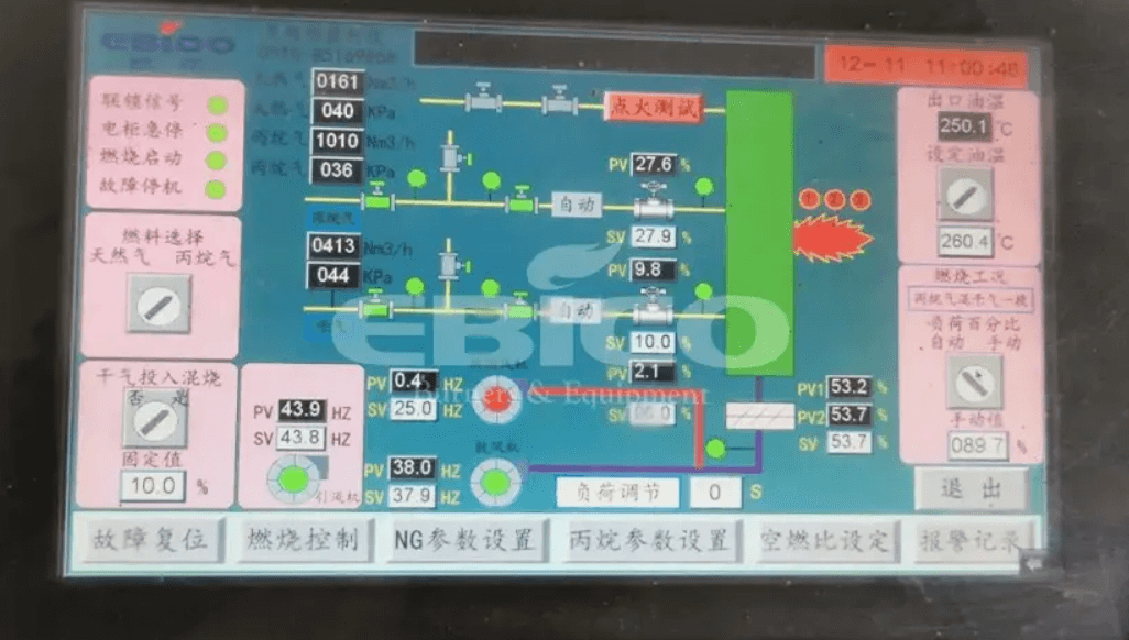 欧保为山东本固新材料配套3200万大卡导热油炉低氮燃烧器